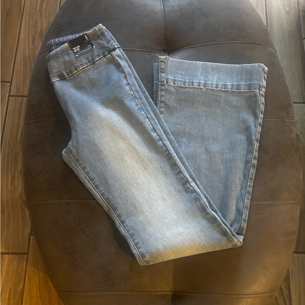 Express Light Blue Mid Rise Flare Jeans